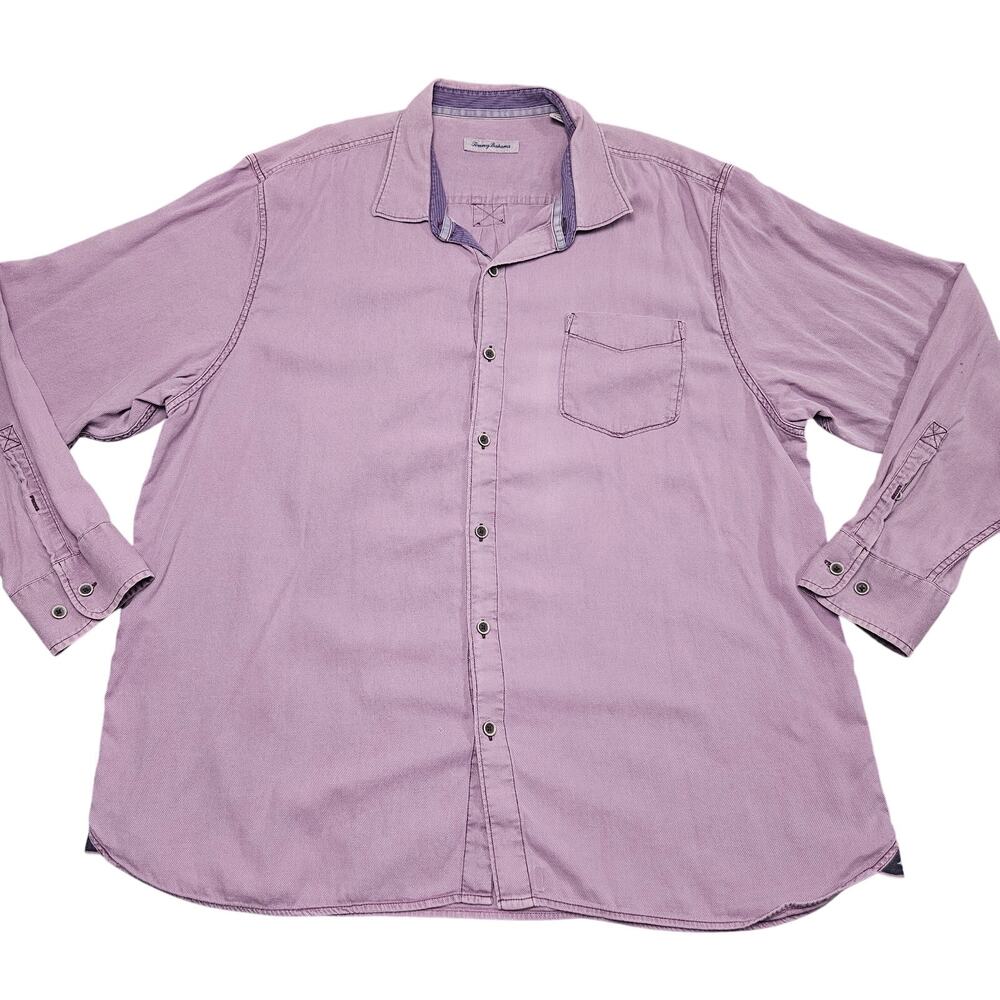 Tommy Bahama Button Shirt XXL Purple Long Sleeve Relaxed Resort Vacation Dadcore